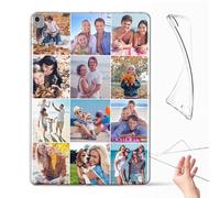 Personalised Case Compatible with All iPad models iPad 10th, 9th Gen,6th Gen, 5th Gen, Mini, Air, M2, M3 - Collage Photo Gel Clear Silicon Shockproof Cover - Personalize with TWELVE-PHOTOS