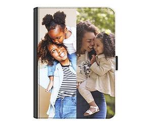 Personalised Case For Amazon and Kindle Tablets, Fire HD 7, 8, 10, Paperwhite, Universal Case, Customise with Photo Collage, Leather Side Flip Folio Cover with 360 Swivel Feature - Two Image