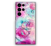 Personalised Case For Samsung Galaxy A Phones, A15, A16 A34, A36, A51, A52, A52S, A53, A54, A55, A56, Custom Plastic Hard Cover, Initial Name Pink Blue Swirl Marble Phone Case, Initial Phone Case