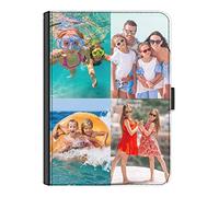 Personalised Case For Samsung Galaxy Tablet, S10, S9, S9FE, S8, S7, A9, A9+, A8, A7, Universal Case, Customise with Photo Collage, Leather Side Flip Folio Cover with 360 Swivel Feature - Four Image