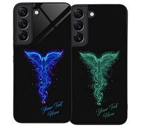 Personalised Case for Samsung S22 Plus, Slim Anti Scratch Glass panel with shockproof TPU Rims | Glow in the Dark Case | Custom Phone Case-Phoenix