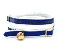 Personalised Cat Collar with Bell (Blue) ~ Custom Made Kitten Pet ID