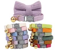 Personalised Cat Collar with Bell, Custom Velvet Kitten Collar, Engraved ID, Adjustable Breakaway Safety Collar for Cats, Soft Comfortable Pet Collar, Matching Lead Optional (Striped Fleece)