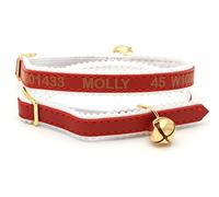Personalised Cat Collar with Bell (Red) ~ Custom Made Kitten Pet ID
