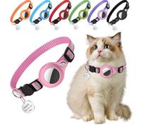 Personalised Cat Collar with Tracker & Name Tag & Refleective Strip, Kitten Collar with Custom Pattern (Pink)
