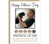 Personalised Cat Dad Happy Father's Day Card A5 A4 - Brilliant Purrfect Fantastic Cat Daddy Gift Own Photo Custom Funny Cat Dad Cards from Fur Baby Son - Daughter (Design 3)