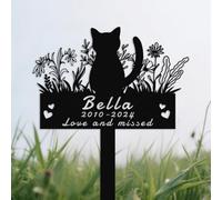 Personalised Cat Memorial Plaques,Custom Pet Grave Marker for Cat,Pet Memorial Metal Stake for Outdoor Garden Yard,Black Metal Sign style-5