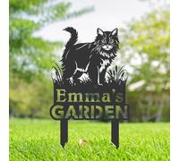 Personalised Cat Memorial Stakes, Cat Silhouette Yard Sign, Cat Grave Marker, Metal Cat Garden Sign, Kitten Pet Tombstones, Outdoor Garden Decor, Cat Memory Ornament, Pet Garden Marker