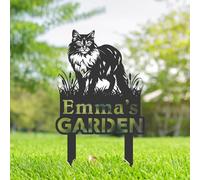 Personalised Cat Memorial Stakes, Cat Silhouette Yard Sign, Cat Grave Marker, Metal Cat Garden Sign, Kitten Pet Tombstones, Outdoor Garden Decor, Feline Memory Stake, Pet Sympathy Ornament