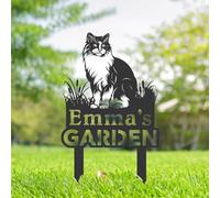 Personalised Cat Memorial Stakes, Cat Silhouette Yard Sign, Cat Grave Marker, Metal Cat Garden Sign, Kitten Pet Tombstones, Outdoor Garden Decor, Pet Tribute Decoration, Feline Garden Sign