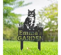 Personalised Cat Memorial Stakes, Cat Silhouette Yard Sign, Cat Grave Marker, Metal Cat Garden Sign, Kitten Pet Tombstones, Outdoor Garden Decor, Pet Loss Stake, Feline Garden Ornament