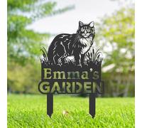 Personalised Cat Memorial Stakes, Cat Silhouette Yard Sign, Cat Grave Marker, Metal Cat Garden Sign, Kitten Pet Tombstones, Outdoor Garden Decor, Pet Tribute Ornament, Feline Memorial Plaque