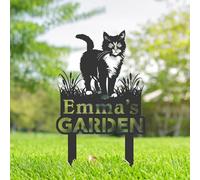 Personalised Cat Memorial Stakes, Cat Silhouette Yard Sign, Cat Grave Marker, Metal Cat Garden Sign, Kitten Pet Tombstones, Outdoor Garden Decor, Feline Garden Plaque, Pet Memory Ornament