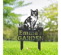 Personalised Cat Memorial Stakes, Cat Silhouette Yard Sign, Cat Grave Marker, Metal Cat Garden Sign, Kitten Pet Tombstones, Outdoor Garden Decor, Cat Tribute Ornament, Garden Pet Plaque