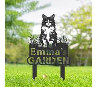 Personalised Cat Memorial Stakes, Cat Silhouette Yard Sign, Cat Grave Marker, Metal Cat Garden Sign, Kitten Pet Tombstones, Outdoor Garden Decor, Cat Sympathy Ornament, Garden Pet Plaque