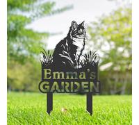 Personalised Cat Memorial Stakes, Cat Silhouette Yard Sign, Cat Grave Marker, Metal Cat Garden Sign, Kitten Pet Tombstones, Outdoor Garden Decor, Cat Tribute Stake, Outdoor Pet Ornament