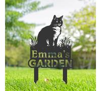 Personalised Cat Memorial Stakes, Cat Silhouette Yard Sign, Cat Grave Marker, Metal Cat Garden Sign, Kitten Pet Tombstones, Outdoor Garden Decor, Feline Garden Ornament, Pet Remembrance Sign