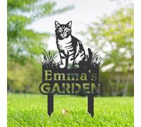 Personalised Cat Memorial Stakes, Cat Silhouette Yard Sign, Cat Grave Marker, Metal Cat Garden Sign, Kitten Pet Tombstones, Outdoor Garden Decor, Feline Sympathy Sign, Pet Memory Ornament