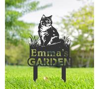 Personalised Cat Memorial Stakes, Cat Silhouette Yard Sign, Cat Grave Marker, Metal Cat Garden Sign, Kitten Pet Tombstones, Outdoor Garden Decor, Pet Loss Plaque, Feline Memory Ornament