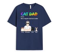 Personalised Cat Mum & Dad T-Shirt - Gifts for Parents & Grandparents for Special Occasions (3 Cats, Navy)