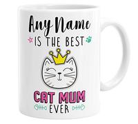 Personalised Cat Mum Mug, Gift for Mother's Day, Custom Name, The Best Cat Mum Ever Cup, Ceramic