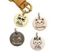 Personalised Cat Tag Small Cat or Kitten Name Tag Cute Name Tag for Cats Black Silver Gold or Rose Gold Cat Tag for Collar Engraved