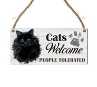 Personalised Cats Welcome Plaque - Humorous Cat Lover Wall Hanging, Rustic MDF Wood Sign, Funny Cat Decor for Home