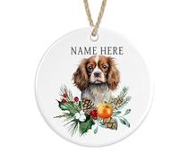 Personalised Cavalier King Charles Spaniel Ceramic, Christmas Tree Bauble Decoration