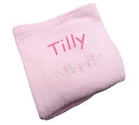 Personalised Cellular Baby Blanket 100% Cotton 110 cms by 75 cms (Pink-Star Design)