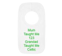 Personalised Celtic Football Style Baby Bib - Grandad Taught Me 123 - Beautifully Embroidered Gift