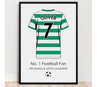 Personalised Celtic Shirt Print | All Teams Available | Framed or Prints | Gift for Boy, Son, Brother, Dad or Grandad | Unique Footy Celts Fan Football Wall Art Keepsake Sports Fan