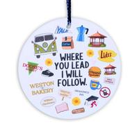 Personalised Ceramic Baubles, Ceramic Ornaments Sign with "Where You lead I Will Follow" Quote, Memorial Gifts for Christmas Decorations Birthday DIY Craft Decoration, Friend, Family