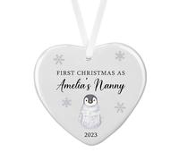 Personalised Ceramic Christmas Tree Bauble Gift | First Christmas as Grandparent(s) Hanging Decoration with Child's Name, Grandparent Term & Year (Luxury Gift Box)