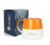 Personalised Ceramic Coffee Mug with Name - 370ml Stoneware Belly Mug - Custom Engraved Gift Boxed Cup for Tea & Coffee - Birthday Christmas Gift for Her Him - Orange
