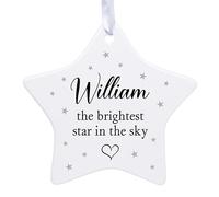 Personalised Ceramic Decoration Gift | The Brightest Star Hanging Ornament with Lost Loved One's Name