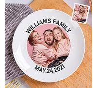 Personalised Ceramic Dinner Plates Custom Photo, Picture, Text, Logo - White Round 8in, Kitchen Microwave & Dishwasher Safe, Thanksgiving Father's Day Birthday Dinnerware Plate Gifts for Dad Daddy