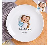 Personalised Ceramic Dinner Plates Custom Photo, Picture, Text, Logo - White Round 8inch, Kitchen Microwave & Dishwasher Safe, Thanksgiving Mother's Day Birthday Dinnerware Plate Gifts for Mom