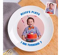 Personalised Ceramic Dinner Plates Custom Photo, Picture, Text, Logo - White Round 8inch, Kitchen Microwave & Dishwasher Safe, Thanksgiving Holiday Christmas Party Dinnerware Plates Gifts for Kids