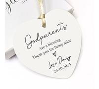 Personalised Ceramic Heart Plaque | Thank You Godmother/Godfather/Godparents Keepsake | Christening Gifts from Godchildren Goddaughter Godson With Gift Box