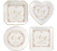 Personalised Ceramic Jewelry Tray - Custom Bridesmaid Jewelry Dish with Initial, Birth Flower & Name - Ring Dish Trinket Tray for Women, Maid of Honour Gift, Wedding, Anniversary, Birthday (Style B)