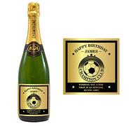 Personalised Champagne Bottle Engraved Football Gift Ball Design Fan Team Trophy Label 1 x 75 CL