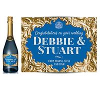 Personalised Champagne Bottle Label Gold Baroque Effect - Birthday, Wedding, Engagement, Anniversary, Hen Night Any Occasion Gift (Gold/Dark Blue)