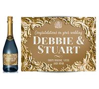 Personalised Champagne Bottle Label Gold Baroque Effect - Birthday, Wedding, Engagement, Anniversary, Hen Night Any Occasion Gift (Gold/Gold)