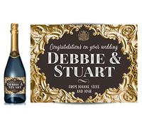 Personalised Champagne Bottle Label Gold Baroque Effect - Birthday, Wedding, Engagement, Anniversary, Hen Night Any Occasion Gift (Gold/Black)