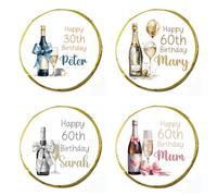 Personalised Champagne Chocolate Neapolitan Squares Congratulations Well Done Get Well Soon Thank you Anniversary Birthday Wedding Hen Party Favour Custom Own Design (5, Gold Coin)