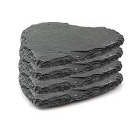 Personalised Charles Hendon Slate Heart Coasters - Home Décor, Housewarming Gift, Wedding Favour (Plain, 4)