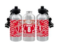 Personalised Charlton Water Bottle - Football Shirt - Silver Aluminium Two Lids - Unisex Gift