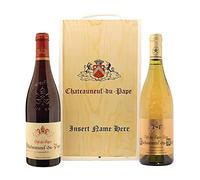 Personalised Châteauneuf-du-Pape Red and White Wine Collection - 1 x Châteauneuf Red & 1 x Châteauneuf White in Luxury Gift Box - Premium Wine Gift Set for Birthdays, Anniversaries