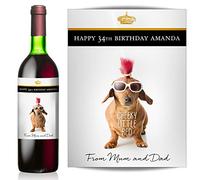 Personalised 'Cheeky Little red' Sausage Dog Dachshund Wine Label - Birthday, Any Occasion Gift
