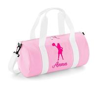 Personalised Cheerleader Barrel Bag Sports Holdall for Boys & Girls, 12L Durable Gym Bag Training Kit Bag, 20x20x40cm Stylish Sports Equipment Storage - Pink